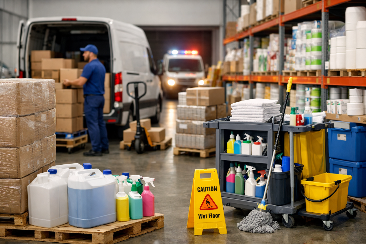Supply chain and timely delivery of cleaning materials